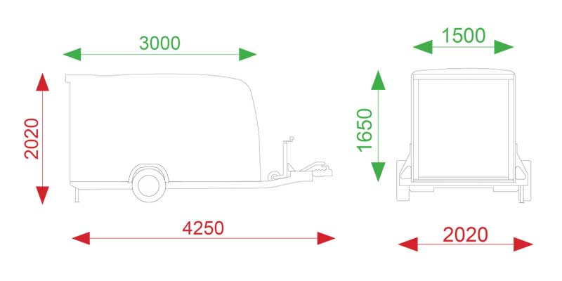 Debon Cargo 1300 Box Van Bike Trailer Polyester & Side Door