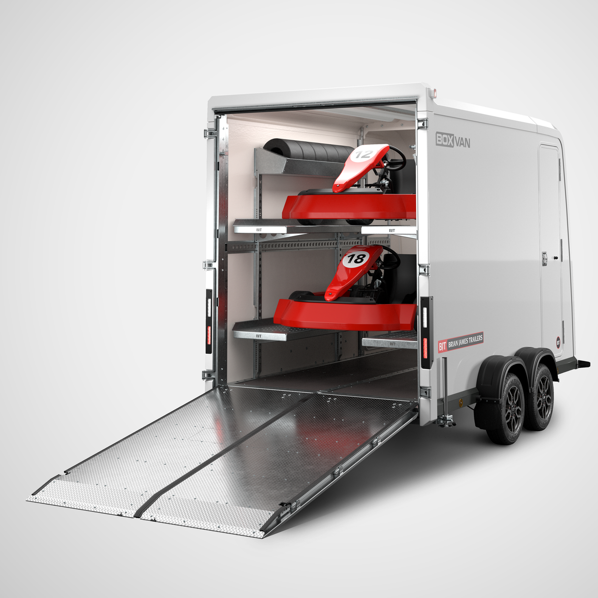 Brian James Box Van Trailer 600-3518-27-2-12-B 3.5m x 1.8m 2700 Kg Split Ramp Door