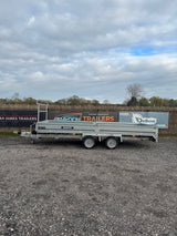 Indespension Braked 16' x 6'6" Twin Axle Flatbed Trailer Drop Side Ladder Rack Ramps