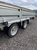 Indespension Braked 16' x 6'6" Twin Axle Flatbed Trailer Drop Side Ladder Rack Ramps