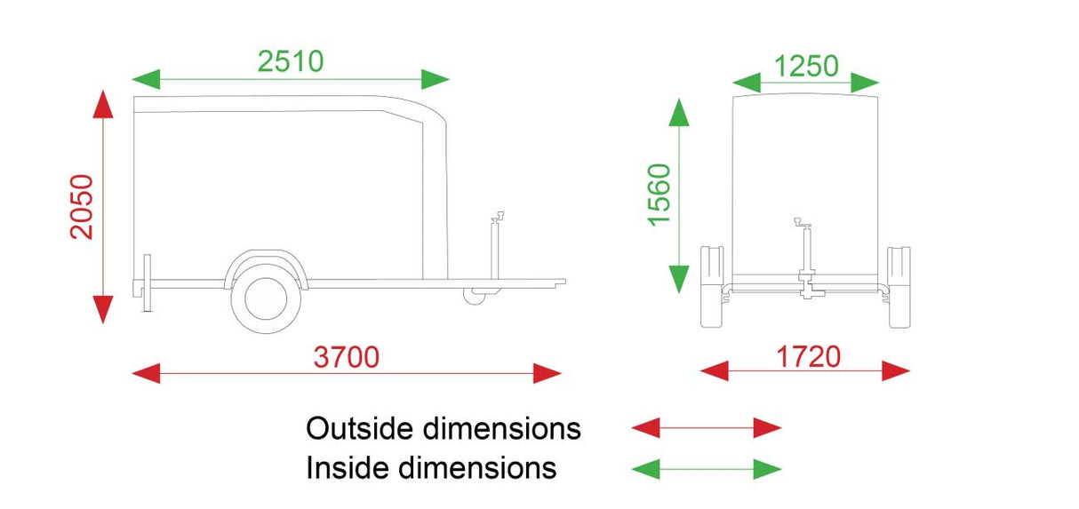 Debon Roadster C255 Single Axle Box Van Bike Trailer Aluminium Sides & Side Door