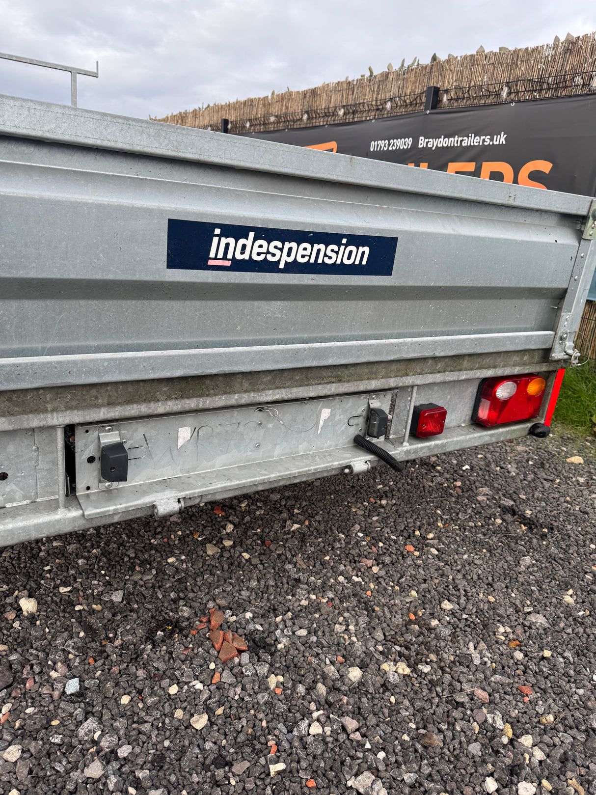 Indespension Braked 16' x 6'6" Twin Axle Flatbed Trailer Drop Side Ladder Rack Ramps