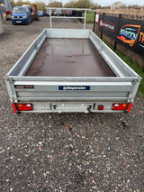Indespension Braked 16' x 6'6" Twin Axle Flatbed Trailer Drop Side Ladder Rack Ramps