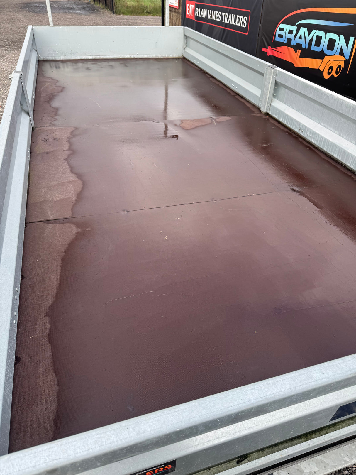 Indespension Braked 16' x 6'6" Twin Axle Flatbed Trailer Drop Side Ladder Rack Ramps