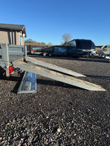 Indespension Braked 16' x 6'6" Twin Axle Flatbed Trailer Drop Side Ladder Rack Ramps